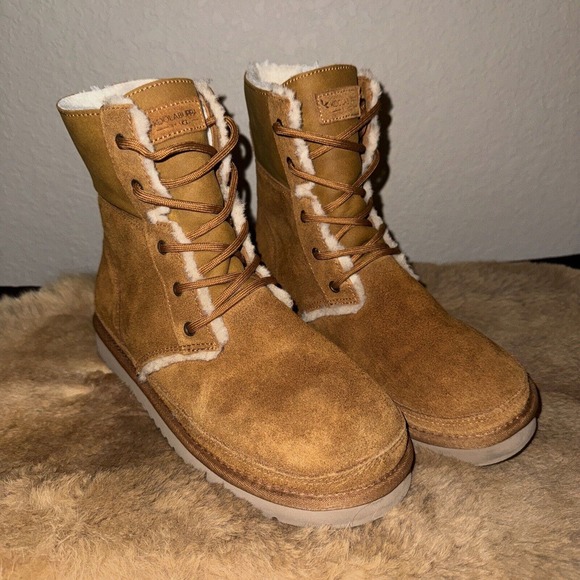 Koolaburra by UGG Advay Women's Winter Boots 8 Chestnut Brown Lace Up Faux-Fur - Picture 1 of 7